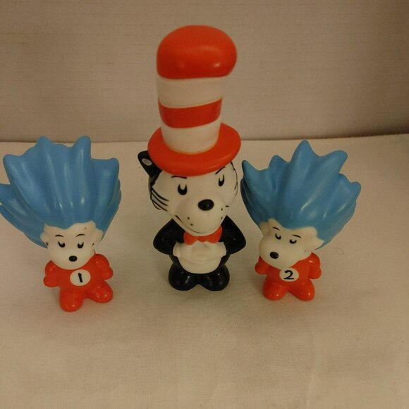 Cat In The Cat With Thing 1 And Thing 2 Plastic Squeeze Figures - Picture 1 of 9